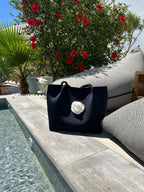Midnight Bloom Neoprene Beach Tote