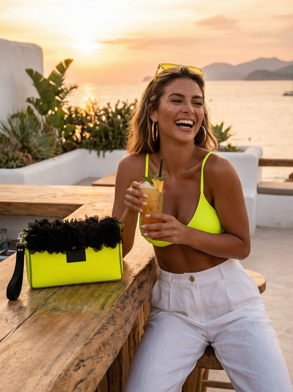 Neo Loft Neoprene Flower Clutch