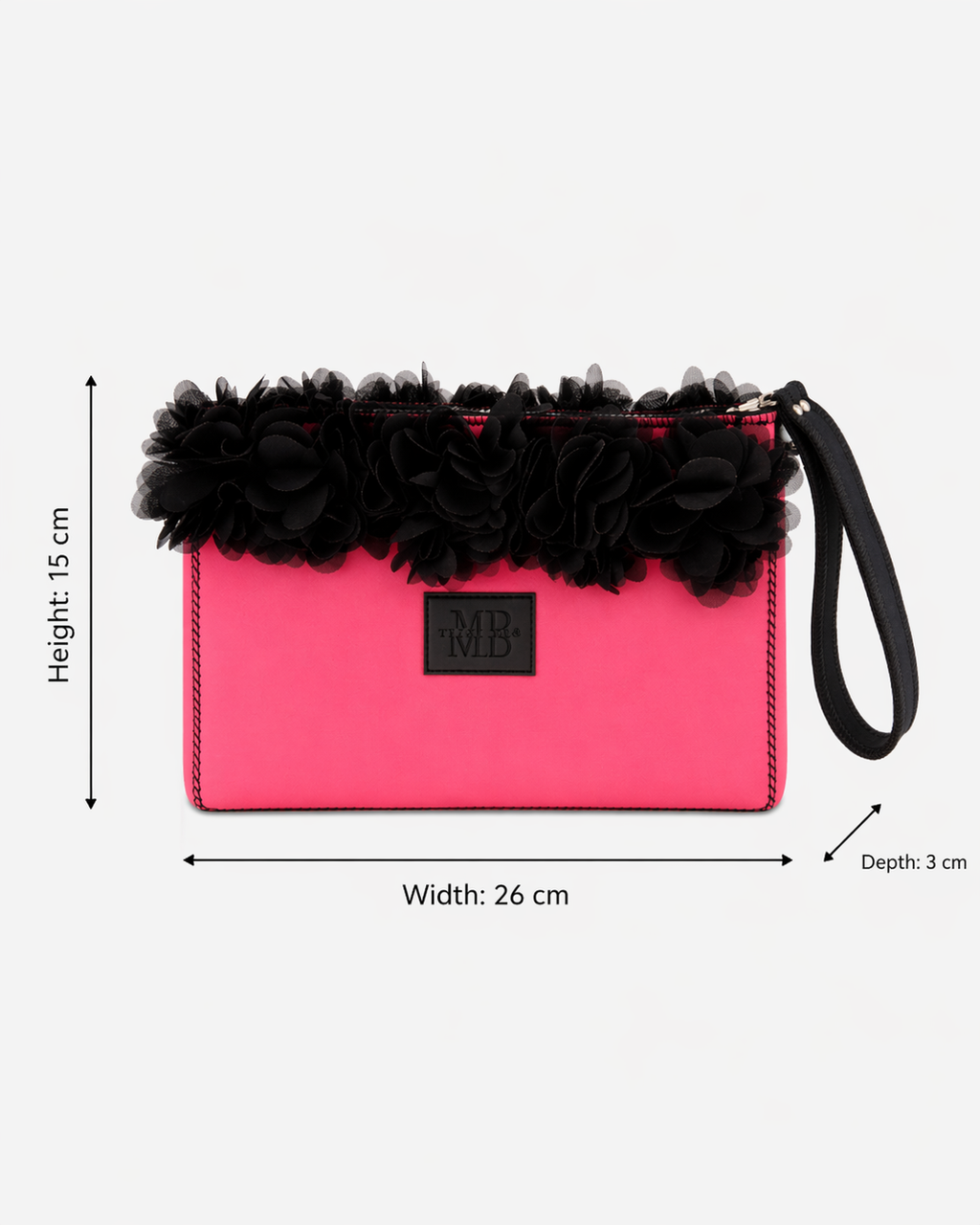 Punch Pink Neoprene Flower Clutch
