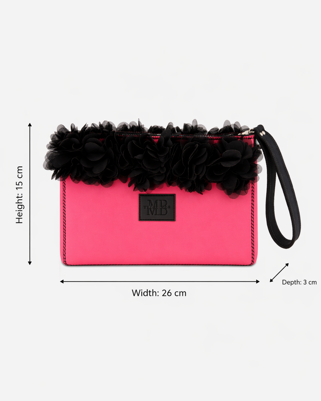 Punch Pink Neoprene Flower Clutch