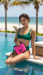 Punch Pink Neoprene Beach Pouch