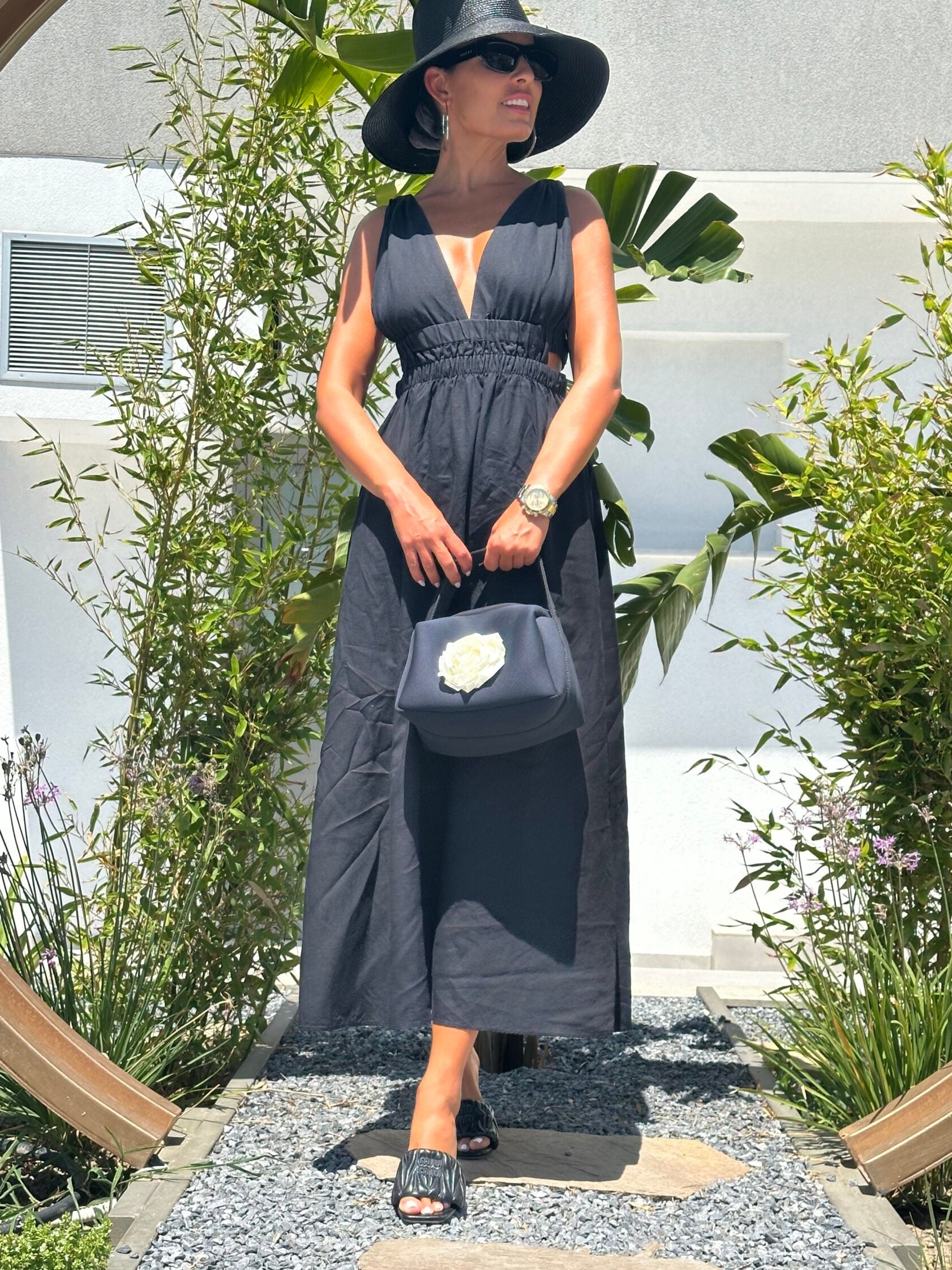 NHWDS/P-BEACH BAG/ビーチバッグ/ブラック/黒 Midnight Bloom Neoprene Mini Beach Bag – Miami Bag