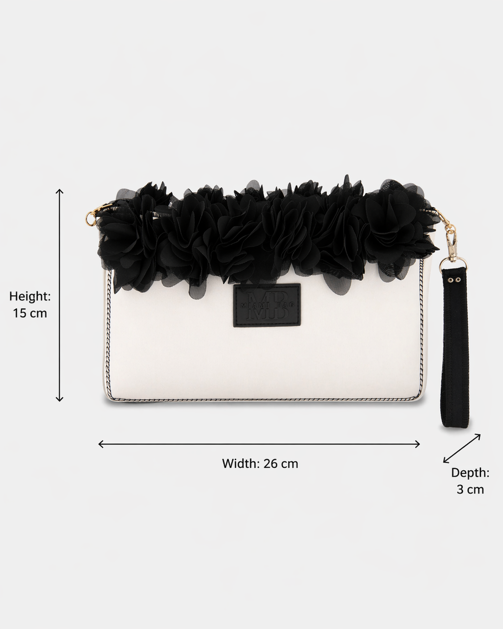 White Charm Neoprene Flower Clutch