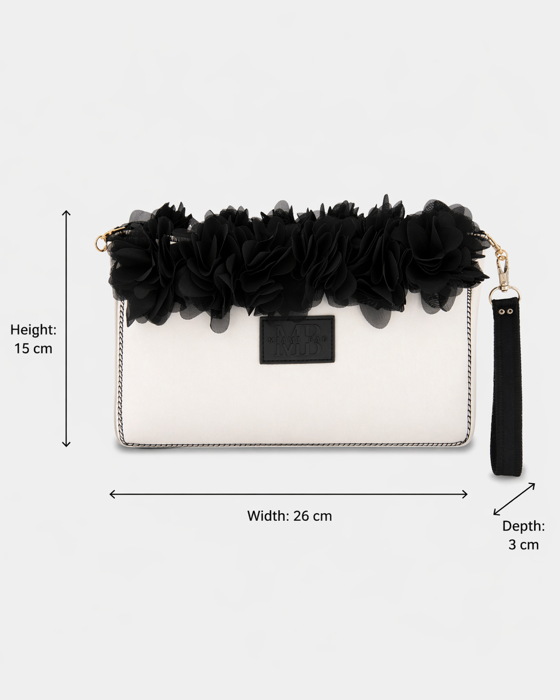 White Charm Neoprene Flower Clutch