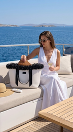 White Charm Neoprene Beach Tote